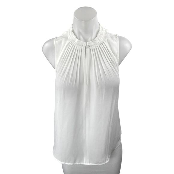 NEW Banana Republic White Sleeveless Ruffle Mock Pleated Tank Blouse Top XS - Picture 1 of 4